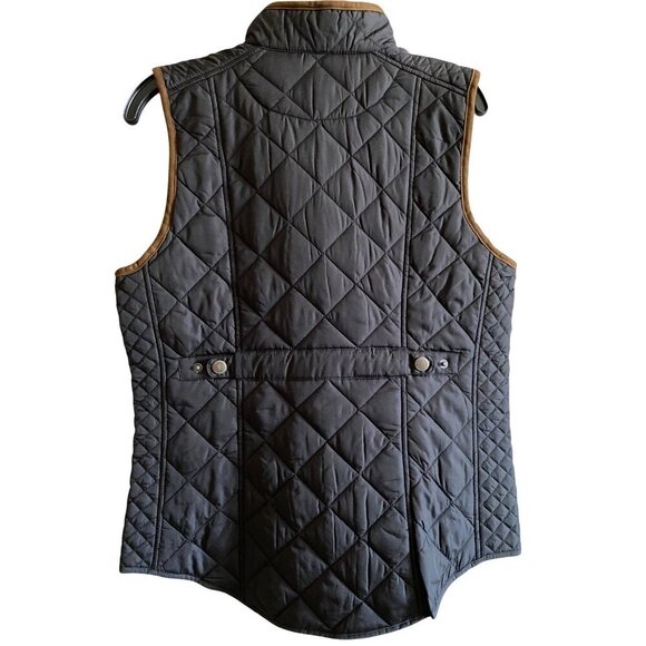 Lucchese Quilted Vest Size M Black Polyester Micro Suede Zipper Coastal Cowgirl - Picture 2 of 10
